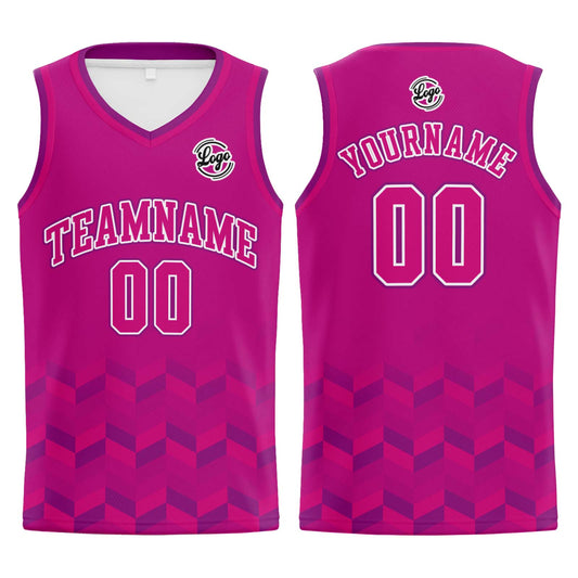 Benutzerdefinierter Dunkelrosa Basketball Jersey Uniform Anzug gedruckt Ihr Logo Name Nummer