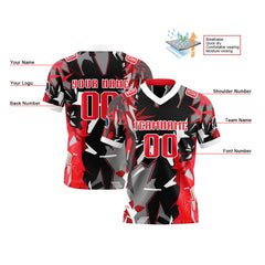 Benutzerdefinierte Rot Grau Reversibel Fußball Trikot Personalisierte Gradient Fußball Shirts für Männer gedruckt Team Name Nummer Logo