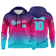 Benutzerdefinierter Verlauf Hoodie für Mann, Frau, Mädchen, Junge. Drucken Sie Ihr Logo, Ihren Namen und Ihre Nummer Mauve Blau