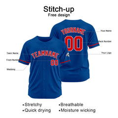 Benutzerdefinierte Authentisch Baseball-Trikot königlich-Rot