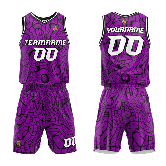 Benutzerdefinierter Lila Basketball Jersey Uniform Anzug gedruckt Ihr Logo Name Nummer