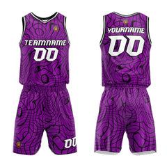 Benutzerdefinierter Lila Basketball Jersey Uniform Anzug gedruckt Ihr Logo Name Nummer