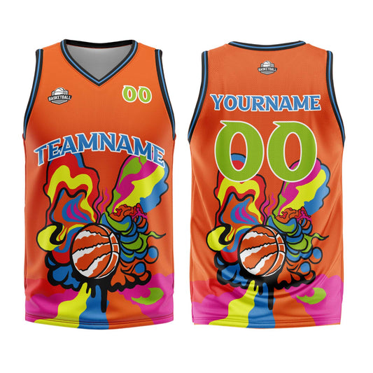 Benutzerdefinierter Orange Basketball Jersey Uniform Anzug gedruckt Ihr Logo Name Nummer