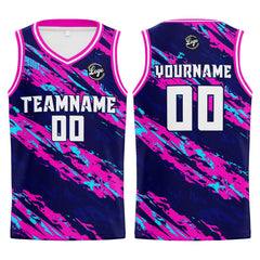 Benutzerdefinierter Marine Rosa Basketball Jersey Uniform Anzug gedruckt Ihr Logo Name Nummer