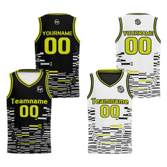Benutzerdefinierte Schwarz Limettengrün Reversible Basketball Jersey Personalisierte Print Name Nummer Logo