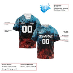 Benutzerdefinierte Wasser und Feuer Kurzarm-Kapuzenpullover für Männer Frauen Hemden mit Kapuzen gedruckt Name Logo