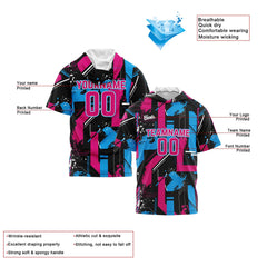 Benutzerdefinierte Rosa Hellblau Kurzarm-Kapuzenpullover für Männer Frauen Hemden mit Kapuzen gedruckt Name Logo