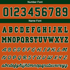 Benutzerdefinierte Varsity-Jacke. Letterman-Jacke für Männer, Frauen und Jugendliche Orange Dunkelgrün