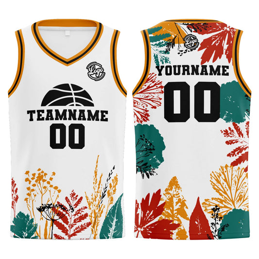 Benutzerdefinierter Weiß Orange Basketball Jersey Uniform Anzug gedruckt Ihr Logo Name Nummer