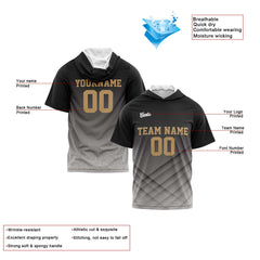 Benutzerdefinierte Schwarz Grau Kurzarm-Kapuzenpullover für Männer Frauen Hemden mit Kapuzen gedruckt Name Logo