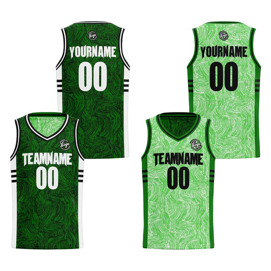 Benutzerdefinierte Grün Reversible Basketball Jersey Personalisierte Print Name Nummer Logo
