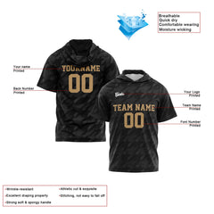 Benutzerdefinierte Schwarz Kurzarm-Kapuzenpullover für Männer Frauen Hemden mit Kapuzen gedruckt Name Logo