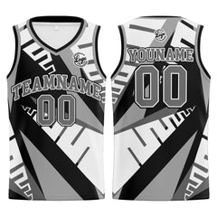 Benutzerdefinierter Weiß Schwarz Grau Basketball Jersey Uniform Anzug gedruckt Ihr Logo Name Nummer