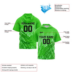 Benutzerdefinierte Grün Kurzarm-Kapuzenpullover für Männer Frauen Hemden mit Kapuzen gedruckt Name Logo