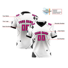 Benutzerdefinierte Weiß Rosa Reversibel Fußball Trikot Personalisierte Gradient Fußball Shirts für Männer gedruckt Team Name Nummer Logo