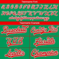 Benutzerdefinierte Authentisch Baseball-Trikot Grün-Rot