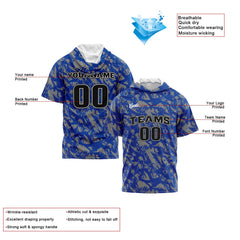 Benutzerdefinierte Königliches Grau Kurzarm-Kapuzenpullover für Männer Frauen Hemden mit Kapuzen gedruckt Name Logo