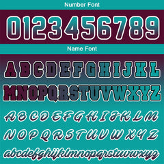 Benutzerdefinierte Verlauf Varsity-Jacke. Letterman-Jacke Burgunder Teal