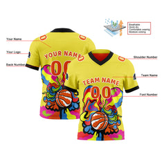 Benutzerdefinierte Gelb Orange Reversibel Fußball Trikot Personalisierte Gradient Fußball Shirts für Männer gedruckt Team Name Nummer Logo