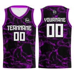 Benutzerdefinierter Schwarz Lila Basketball Jersey Uniform Anzug gedruckt Ihr Logo Name Nummer