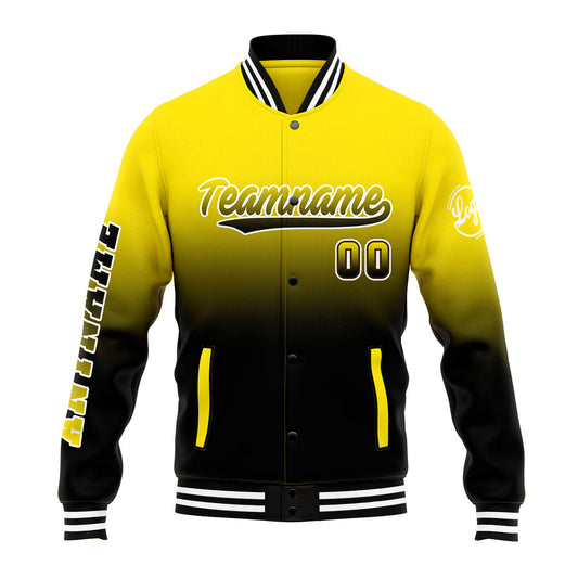 Benutzerdefinierte Verlauf Varsity-Jacke. Letterman-Jacke Gelb Schwarz