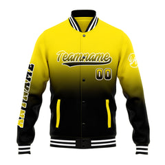 Benutzerdefinierte Verlauf Varsity-Jacke. Letterman-Jacke Gelb Schwarz