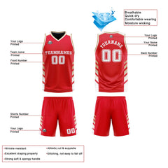 Benutzerdefinierte Rot-Marine-Gold Reversible Basketball Jersey Personalisierte Print Name Nummer Logo