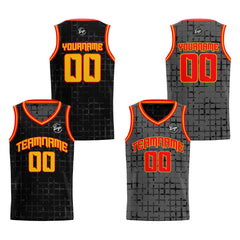 Benutzerdefinierte Schwarz Rot Orange Reversible Basketball Jersey Personalisierte Print Name Nummer Logo
