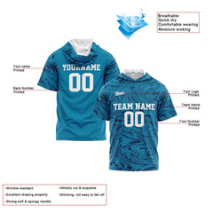 Benutzerdefinierte Aqua Marine Kurzarm-Kapuzenpullover für Männer Frauen Hemden mit Kapuzen gedruckt Name Logo