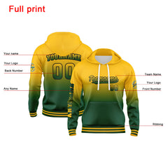 Benutzerdefiniert Grün Gelb Hoodie Personalisiert Männer Pullover Hoodie Gedruckt Team Name Number Logo für Frauen
