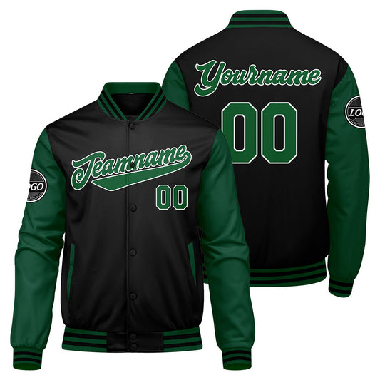 Benutzerdefinierte Verlauf Varsity-Jacke. Letterman-Jacke Grün Schwarz