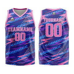 Benutzerdefinierter Rosa Lila Basketball Jersey Uniform Anzug gedruckt Ihr Logo Name Nummer