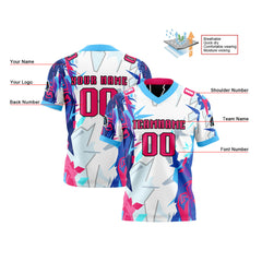 Benutzerdefinierte Blau Pulver Reversibel Fußball Trikot Personalisierte Gradient Fußball Shirts für Männer gedruckt Team Name Nummer Logo