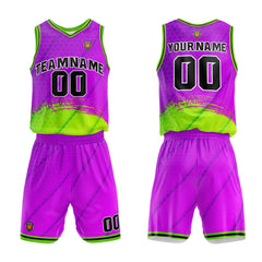 Benutzerdefinierter Lila Grün Basketball Jersey Uniform Anzug gedruckt Ihr Logo Name Nummer