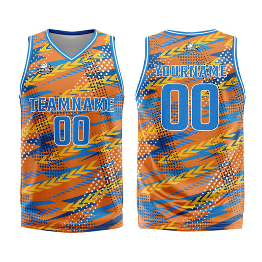 Benutzerdefinierter Orange Blau Basketball Jersey Uniform Anzug gedruckt Ihr Logo Name Nummer