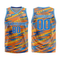 Benutzerdefinierter Orange Blau Basketball Jersey Uniform Anzug gedruckt Ihr Logo Name Nummer