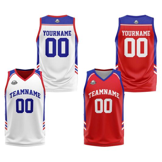 Benutzerdefinierte Royal Rot Reversible Basketball Jersey Personalisierte Print Name Nummer Logo