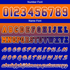 Benutzerdefinierte Verlauf Varsity-Jacke. Letterman-Jacke Orange Royal