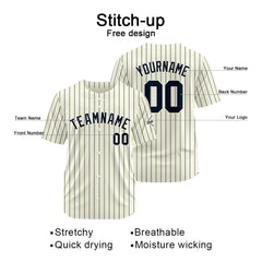 Benutzerdefinierte Authentisch Baseball-Trikot Creme-Navy