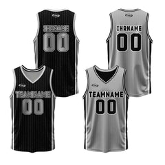 Benutzerdefinierte Schwarz Grau Reversible Basketball Jersey Personalisierte Drucken Name Nummer Logo