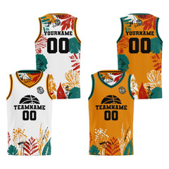 Benutzerdefinierte Weiß Orange Reversible Basketball Jersey Personalisierte Print Name Nummer Logo