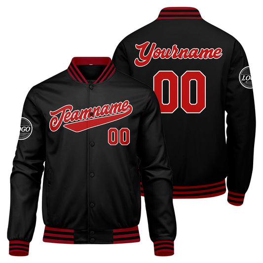 Benutzerdefinierte Verlauf Varsity-Jacke. Letterman-Jacke Rot Schwarz