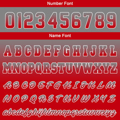 Benutzerdefinierte Varsity-Jacke. Letterman-Jacke für Männer, Frauen und Jugendliche Grau Rot Verlauf