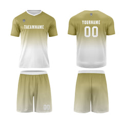 Benutzerdefinierte Khaki Weiß Trikots für Männer Frauen Personalisierte Fußball Uniformen für Erwachsene und Kind