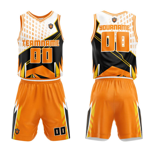 Benutzerdefinierter Orange Basketball Jersey Uniform Anzug gedruckt Ihr Logo Name Nummer