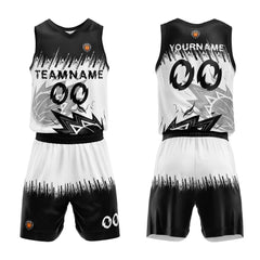 Benutzerdefinierter Schwarz Weiß Basketball Jersey Uniform Anzug gedruckt Ihr Logo Name Nummer