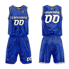 Benutzerdefinierter Blau Basketball Jersey Uniform Anzug gedruckt Ihr Logo Name Nummer