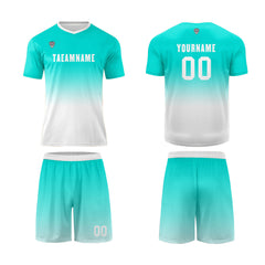 Benutzerdefinierte Minz Blau Weiß Trikots für Männer Frauen Personalisierte Fußball Uniformen für Erwachsene und Kind
