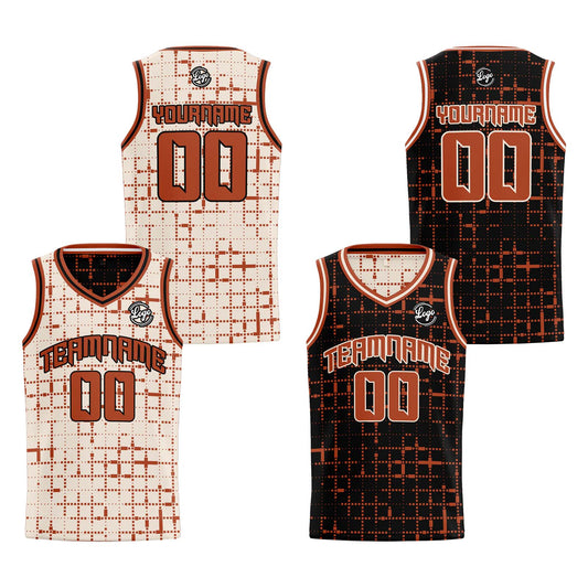 Benutzerdefinierte Creme Rotbraun Reversible Basketball Jersey Personalisierte Print Name Nummer Logo