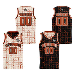 Benutzerdefinierte Creme Rotbraun Reversible Basketball Jersey Personalisierte Print Name Nummer Logo